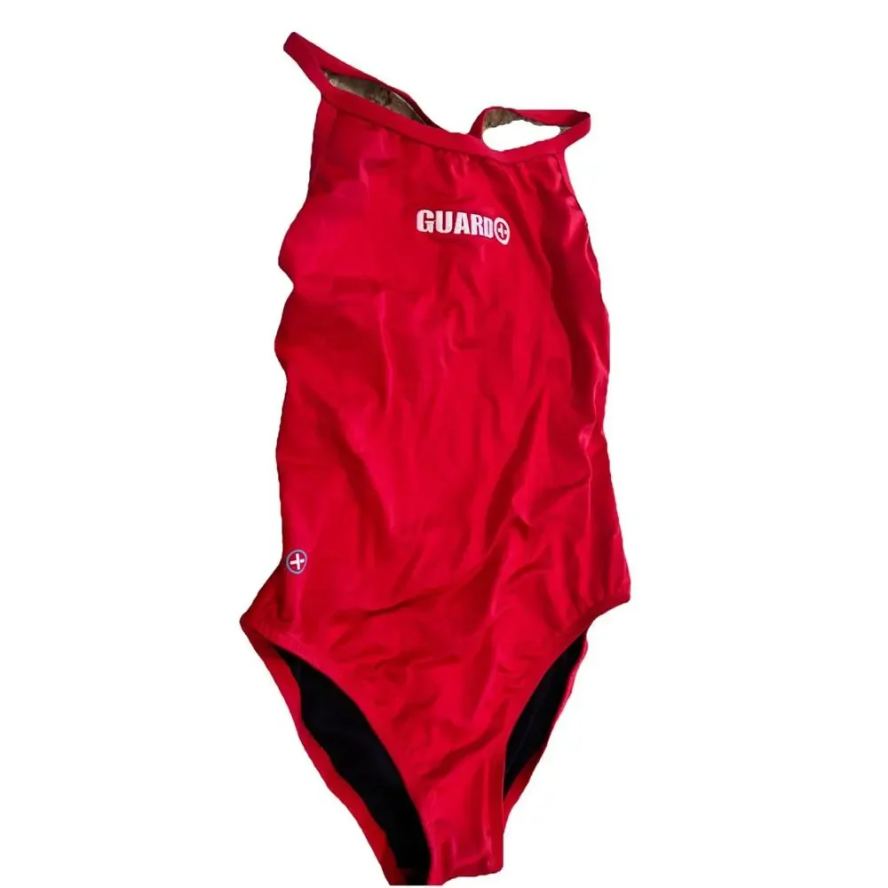 Watermen Lifeguard Guard Swimsuit Women's Size‎ 38 Red One Piece Racerback - Picture 2 of 4